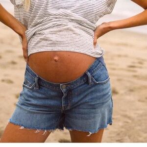 Hatch Blue Denim Maternity Shorts
